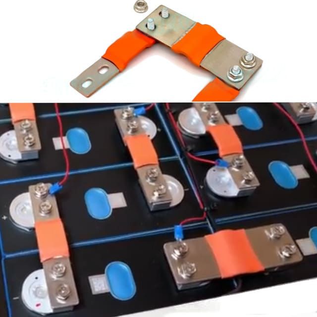 Широка гнучка мідна шина для LiFePO4 акумуляторів на 4 болти М6 (100х35х2 мм)